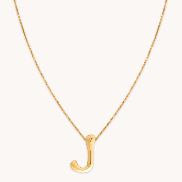 18k Gold Plated Jewellery - J Initial Bold Pendant Necklace in Gold - Pendant Necklace - Astrid & Miyu