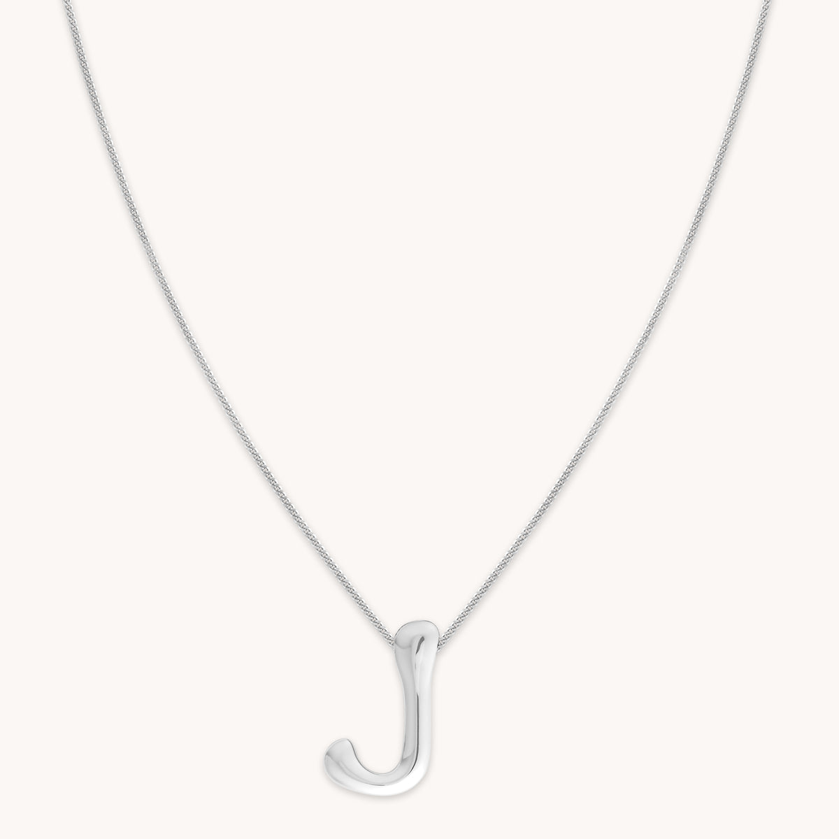 Necklaces & Bracelets - J Initial Bold Pendant Necklace in Silver - Pendant Necklace - Astrid & Miyu