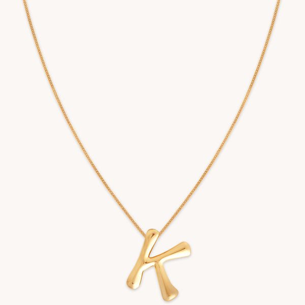 18k Gold Plated Jewellery - K Initial Bold Pendant Necklace in Gold - Pendant Necklace - Astrid & Miyu