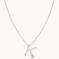 Necklaces & Bracelets - K Initial Bold Pendant Necklace in Silver - Pendant Necklace - Astrid & Miyu