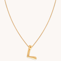 18k Gold Plated Jewellery - L Initial Bold Pendant Necklace in Gold - Pendant Necklace - Astrid & Miyu