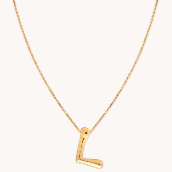 18k Gold Plated Jewellery - L Initial Bold Pendant Necklace in Gold - Pendant Necklace - Astrid & Miyu