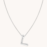 Mother's Day Jewellery Gifts - L Initial Bold Pendant Necklace in Silver - Pendant Necklace - Astrid & Miyu