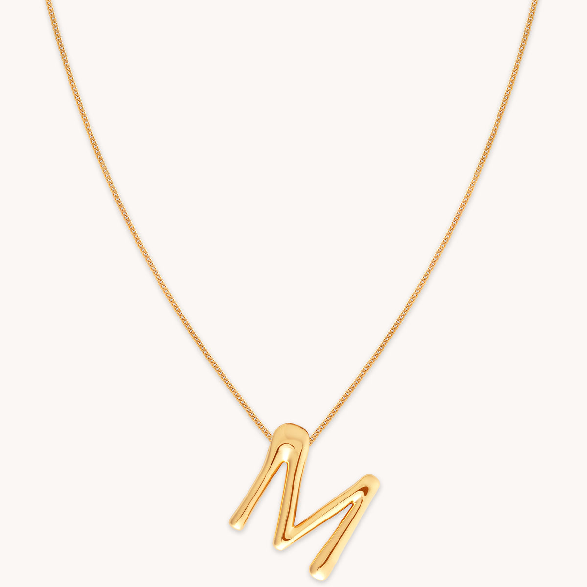 18k Gold Plated Jewellery - M Initial Bold Pendant Necklace in Gold - Pendant Necklace - Astrid & Miyu