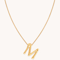 18k Gold Plated Jewellery - M Initial Bold Pendant Necklace in Gold - Pendant Necklace - Astrid & Miyu
