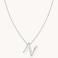 Necklaces & Bracelets - N Initial Bold Pendant Necklace in Silver - Pendant Necklace - Astrid & Miyu
