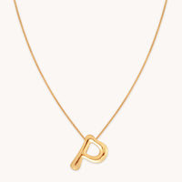 18k Gold Plated Jewellery - P Initial Bold Pendant Necklace in Gold - Pendant Necklace - Astrid & Miyu