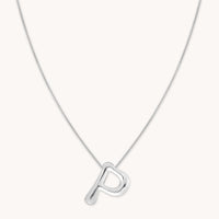 Necklaces & Bracelets - P Initial Bold Pendant Necklace in Silver - Pendant Necklace - Astrid & Miyu