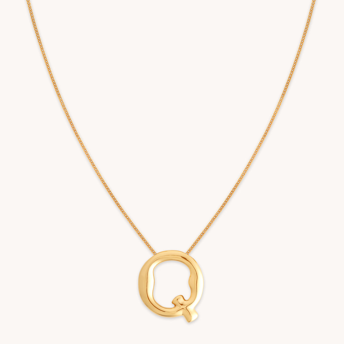18k Gold Plated Jewellery - Q Initial Bold Pendant Necklace in Gold - Pendant Necklace - Astrid & Miyu