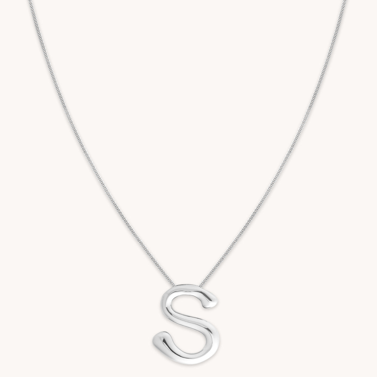 Necklaces & Bracelets - S Initial Bold Pendant Necklace in Silver - Pendant Necklace - Astrid & Miyu