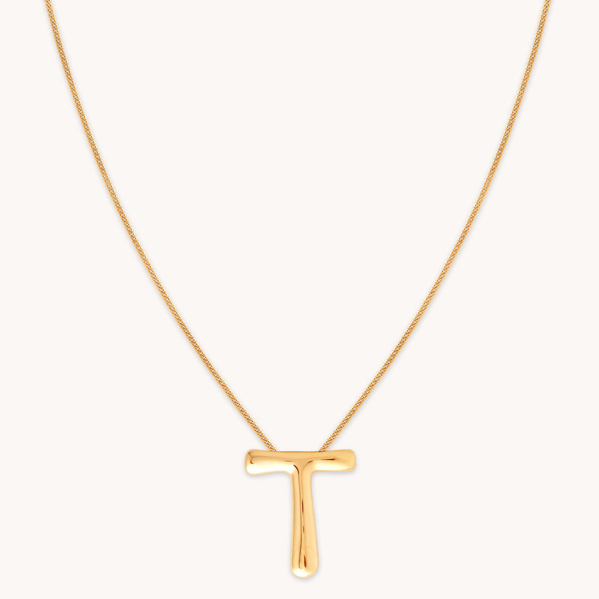 18k Gold Plated Jewellery - T Initial Bold Pendant Necklace in Gold - Pendant Necklace - Astrid & Miyu