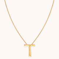 18k Gold Plated Jewellery - T Initial Bold Pendant Necklace in Gold - Pendant Necklace - Astrid & Miyu