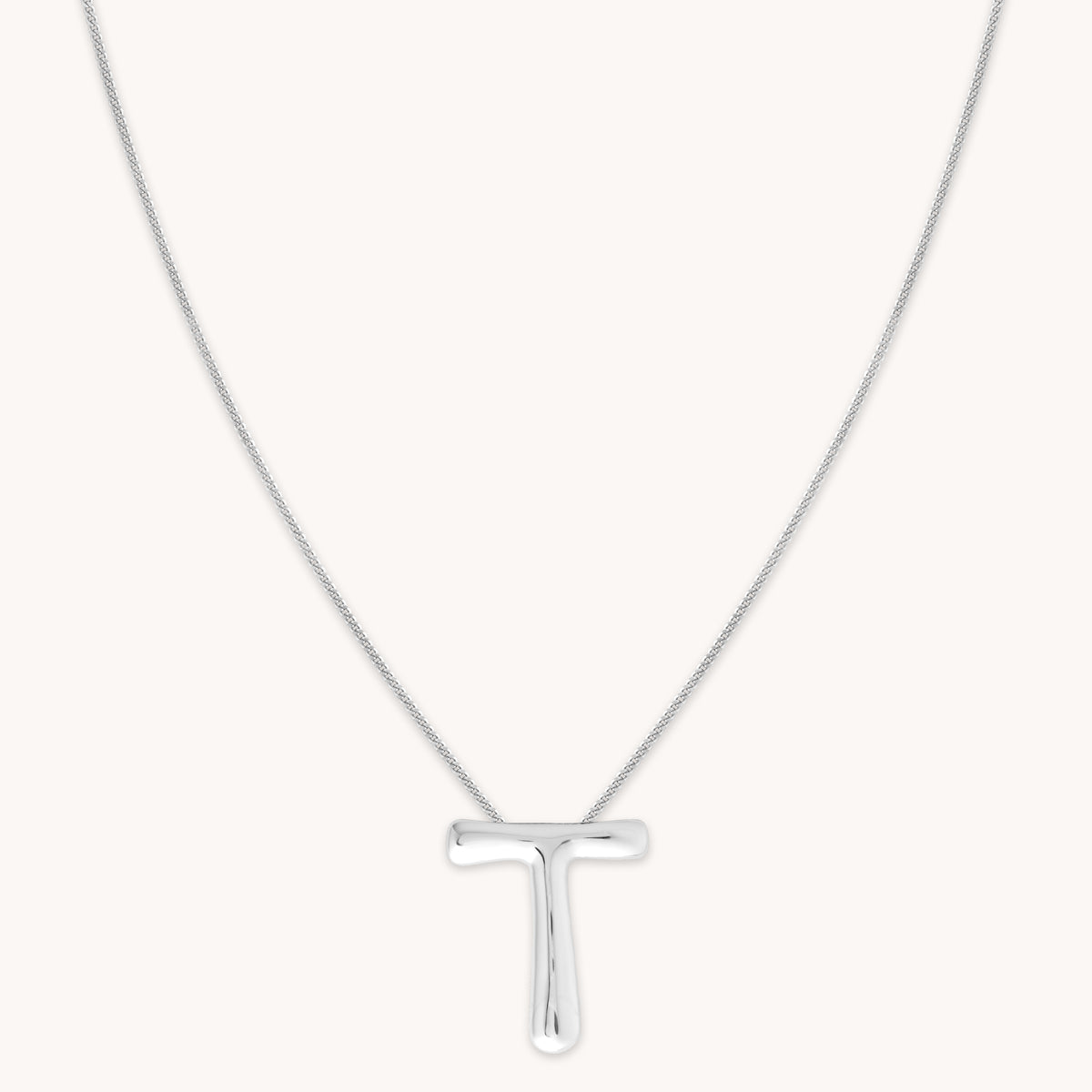 Necklaces & Bracelets - T Initial Bold Pendant Necklace in Silver - Pendant Necklace - Astrid & Miyu