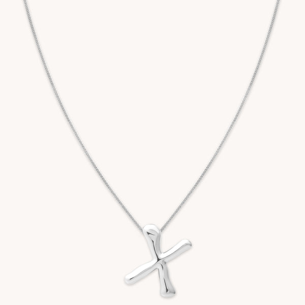 Necklaces & Bracelets - X Initial Bold Pendant Necklace in Silver - Pendant Necklace - Astrid & Miyu