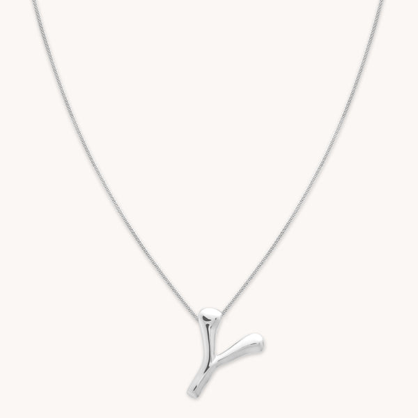 Necklaces & Bracelets - Y Initial Bold Pendant Necklace in Silver - Pendant Necklace - Astrid & Miyu
