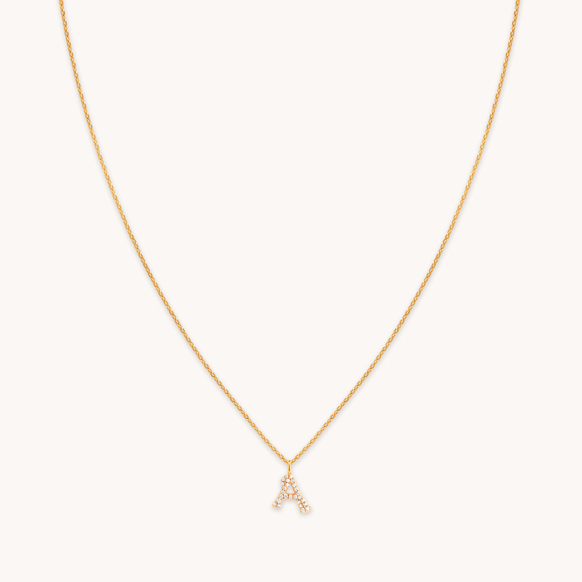 18k Gold Plated Jewellery - A Initial Pavé Pendant Necklace in Gold - Pendant Necklace - Astrid & Miyu
