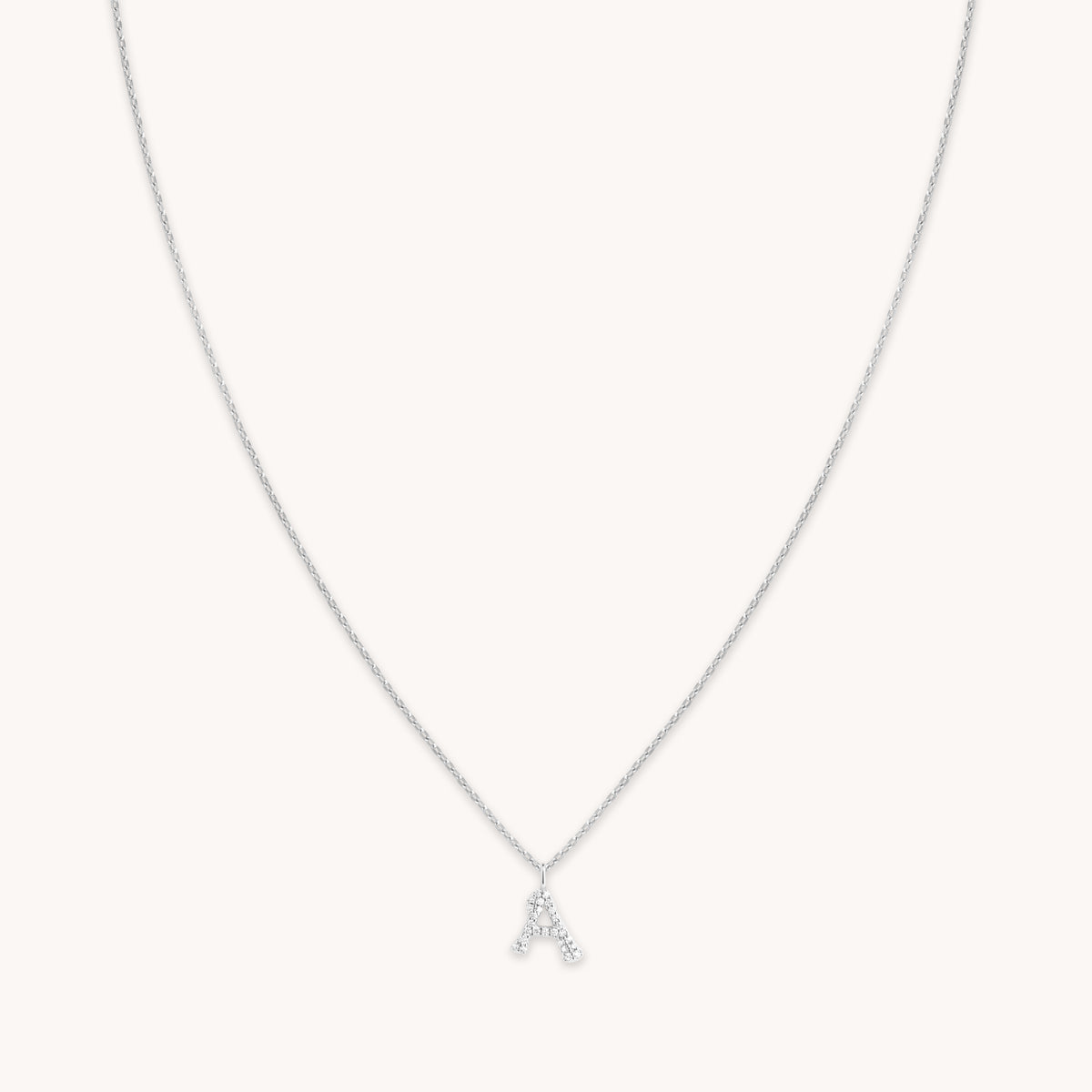 Gemstone Necklaces - A Initial Pavé Pendant Necklace in Silver - Pendant Necklace - Astrid & Miyu