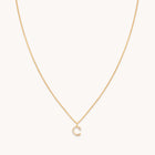 18k Gold Plated Jewellery - C Initial Pavé Pendant Necklace in Gold - Pendant Necklace - Astrid & Miyu