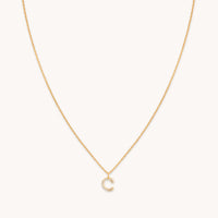 18k Gold Plated Jewellery - C Initial Pavé Pendant Necklace in Gold - Pendant Necklace - Astrid & Miyu