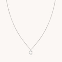 Gemstone Necklaces - C Initial Pavé Pendant Necklace in Silver - Pendant Necklace - Astrid & Miyu
