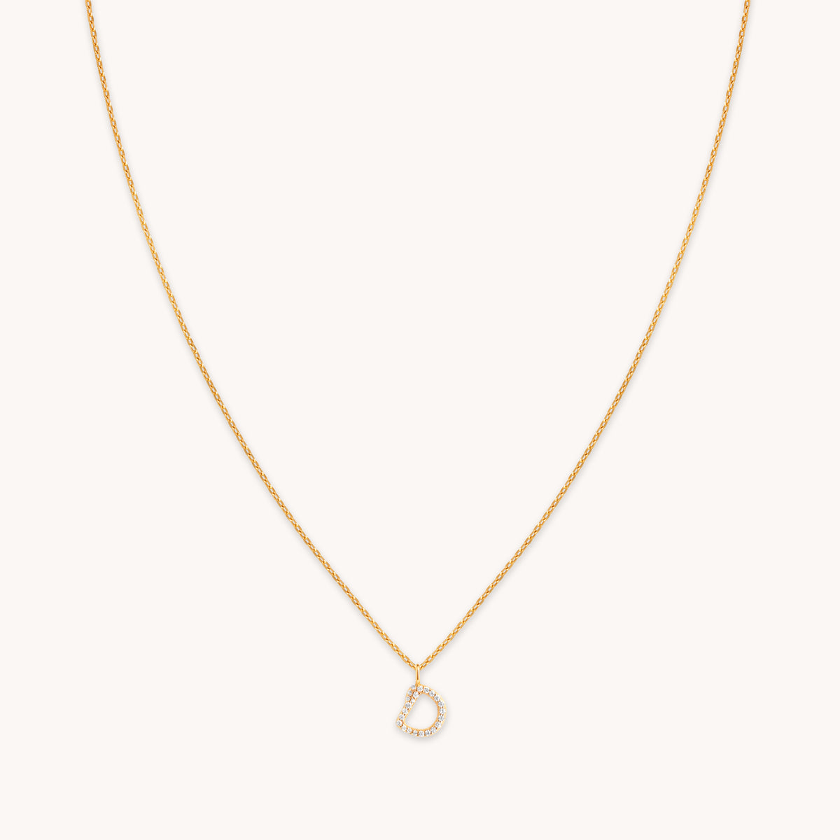18k Gold Plated Jewellery - D Initial Pavé Pendant Necklace in Gold - Pendant Necklace - Astrid & Miyu