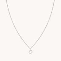 Gemstone Necklaces - D Initial Pavé Pendant Necklace in Silver - Pendant Necklace - Astrid & Miyu