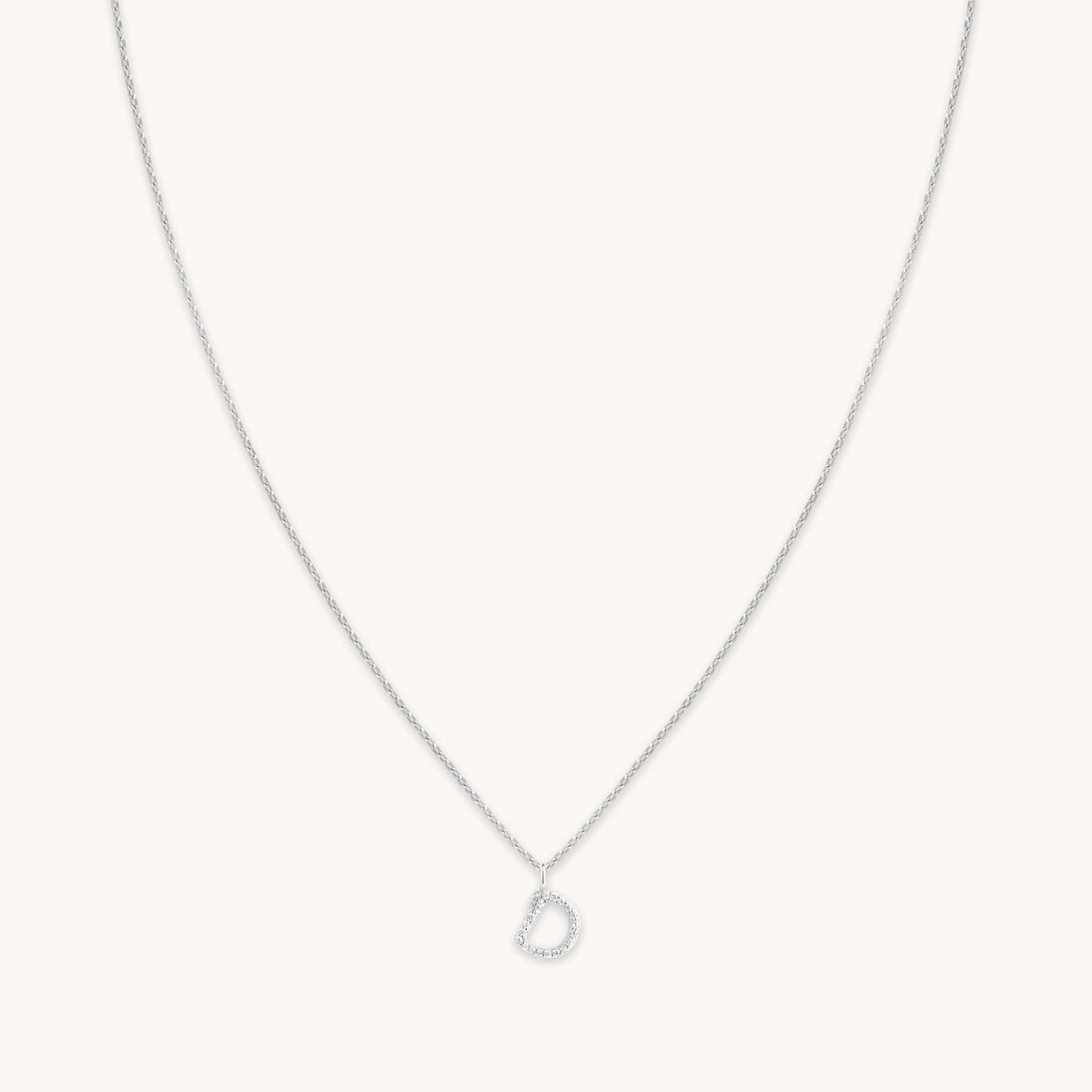 Gemstone Necklaces - D Initial Pavé Pendant Necklace in Silver - Pendant Necklace - Astrid & Miyu