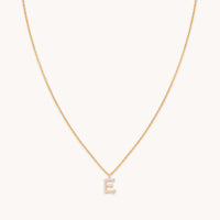18k Gold Plated Jewellery - E Initial Pavé Pendant Necklace in Gold - Pendant Necklace - Astrid & Miyu
