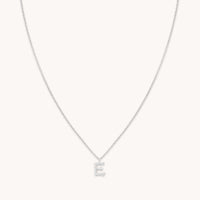 Gemstone Necklaces - E Initial Pavé Pendant Necklace in Silver - Pendant Necklace - Astrid & Miyu