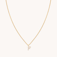 18k Gold Plated Jewellery - F Initial Pavé Pendant Necklace in Gold - Pendant Necklaces - Astrid & Miyu