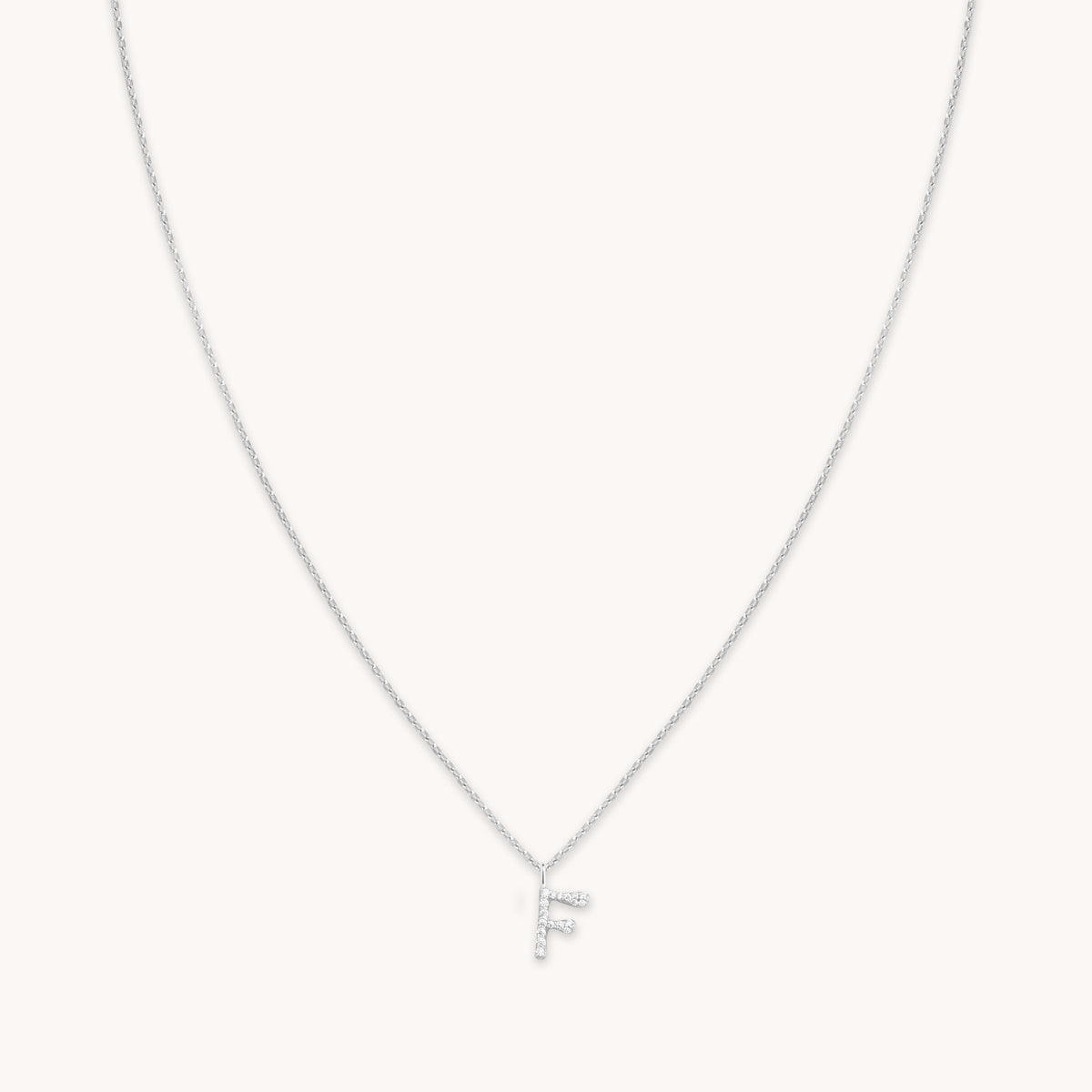 Gemstone Necklaces - F Initial Pavé Pendant Necklace in Silver - Pendant Necklace - Astrid & Miyu