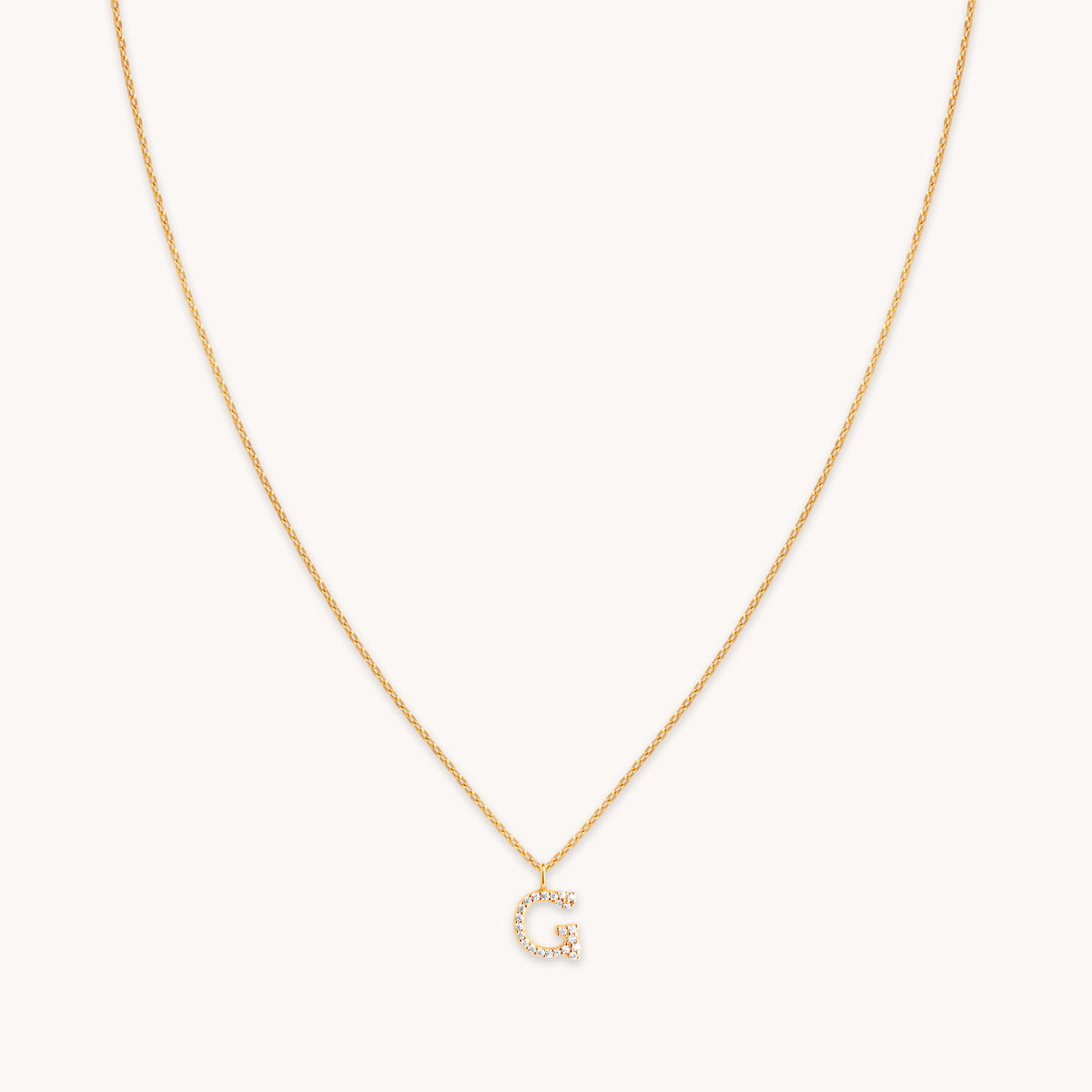 18k Gold Plated Jewellery - G Initial Pavé Pendant Necklace in Gold - Pendant Necklace - Astrid & Miyu