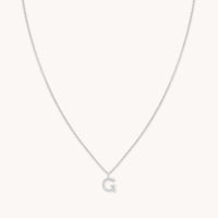 Gemstone Necklaces - G Initial Pavé Pendant Necklace in Silver - Pendant Necklace - Astrid & Miyu