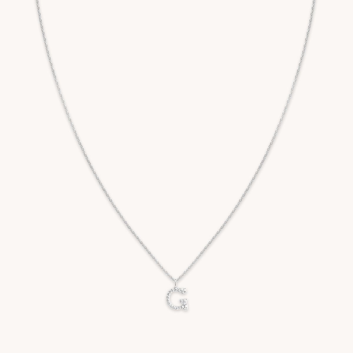 Gemstone Necklaces - G Initial Pavé Pendant Necklace in Silver - Pendant Necklace - Astrid & Miyu