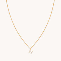 18k Gold Plated Jewellery - H Initial Pavé Pendant Necklace in Gold - Pendant Necklace - Astrid & Miyu