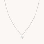 Gemstone Necklaces - H Initial Pavé Pendant Necklace in Silver - Pendant Necklace - Astrid & Miyu