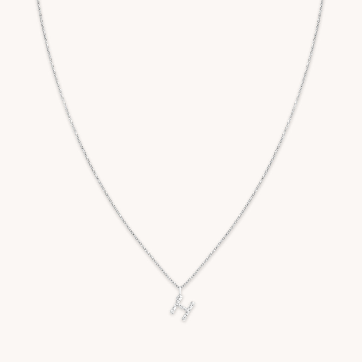 Gemstone Necklaces - H Initial Pavé Pendant Necklace in Silver - Pendant Necklace - Astrid & Miyu