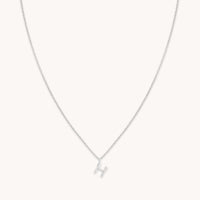 Gemstone Necklaces - H Initial Pavé Pendant Necklace in Silver - Pendant Necklace - Astrid & Miyu
