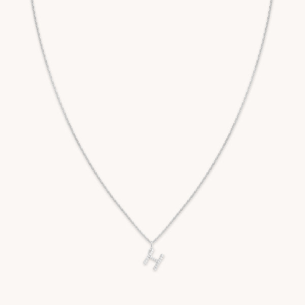 Gemstone Necklaces - H Initial Pavé Pendant Necklace in Silver - Pendant Necklace - Astrid & Miyu