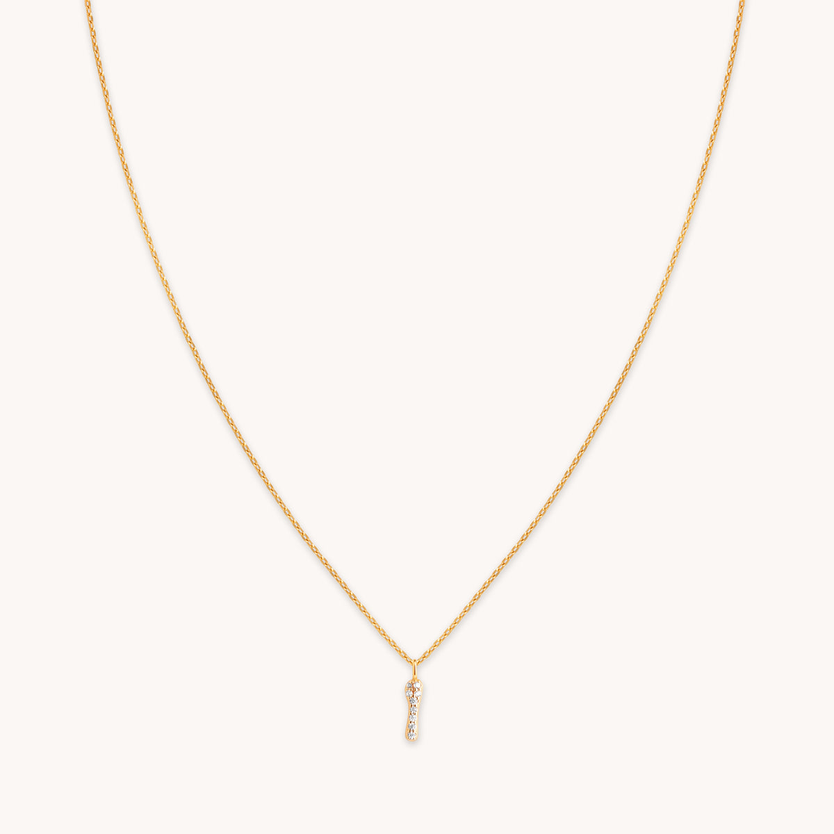 18k Gold Plated Jewellery - I Initial Pavé Pendant Necklace in Gold - Pendant Necklace - Astrid & Miyu