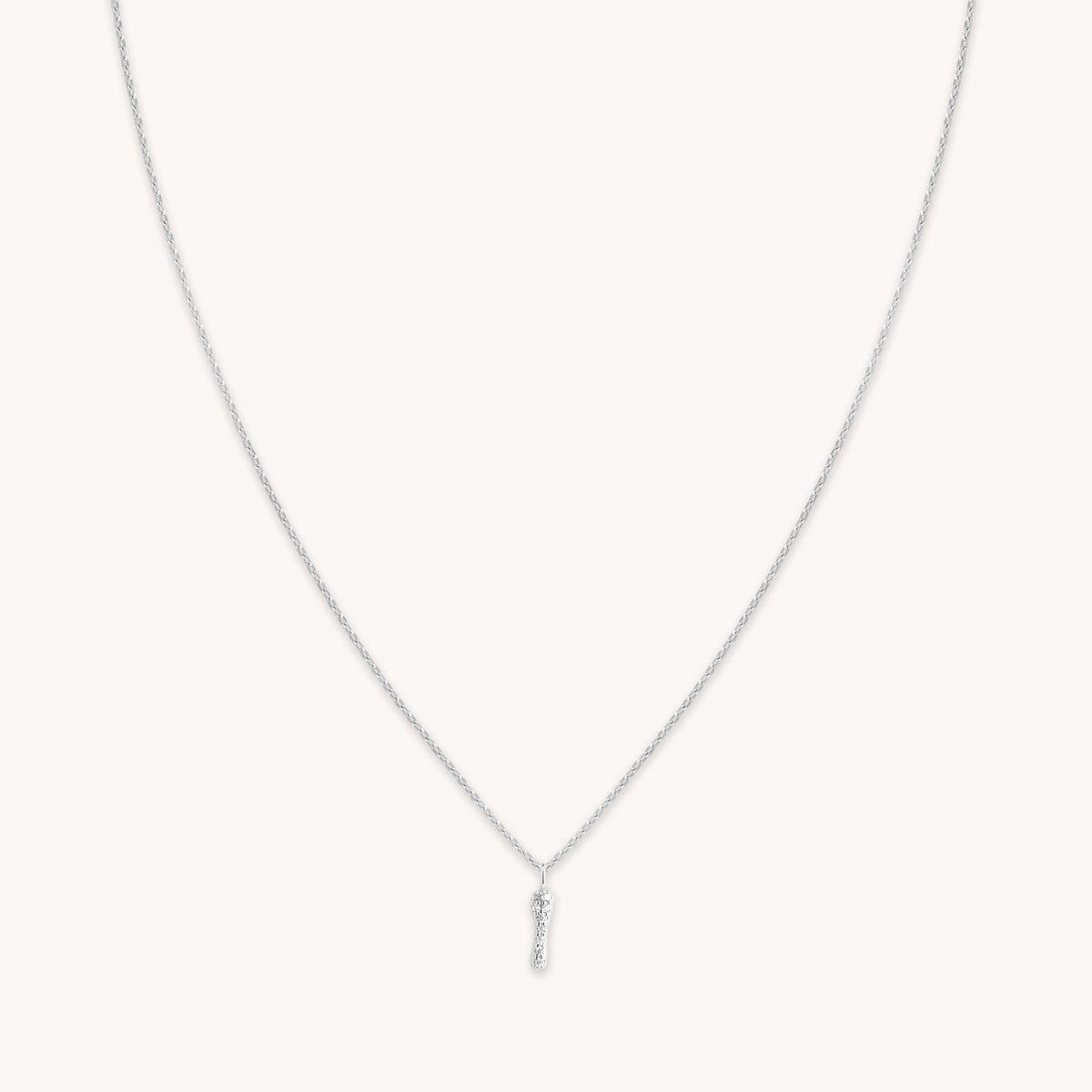 Gemstone Necklaces - I Initial Pavé Pendant Necklace in Silver - Pendant Necklace - Astrid & Miyu