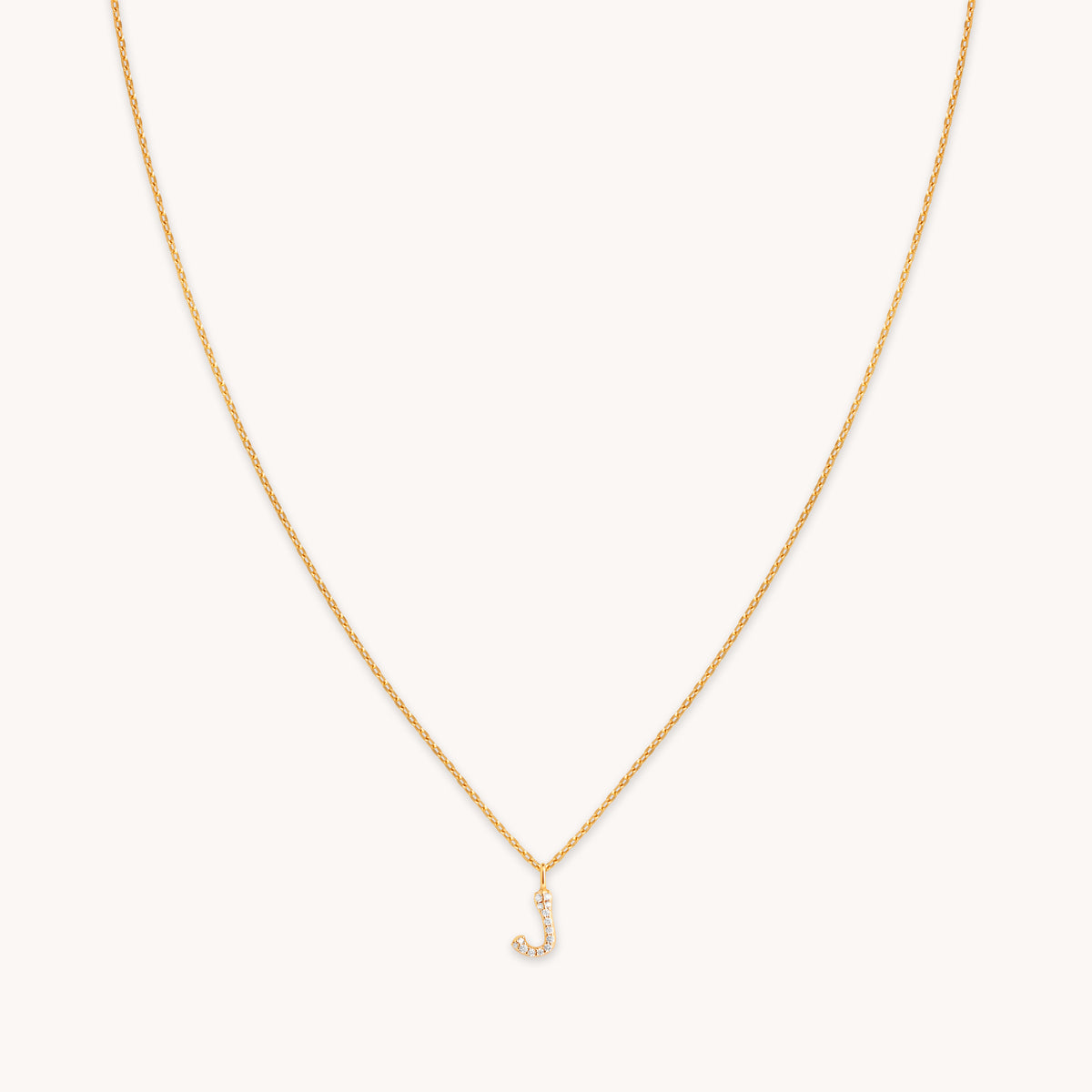 18k Gold Plated Jewellery - J Initial Pavé Pendant Necklace in Gold - Pendant Necklace - Astrid & Miyu