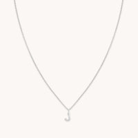 Gemstone Necklaces - J Initial Pavé Pendant Necklace in Silver - Pendant Necklace - Astrid & Miyu