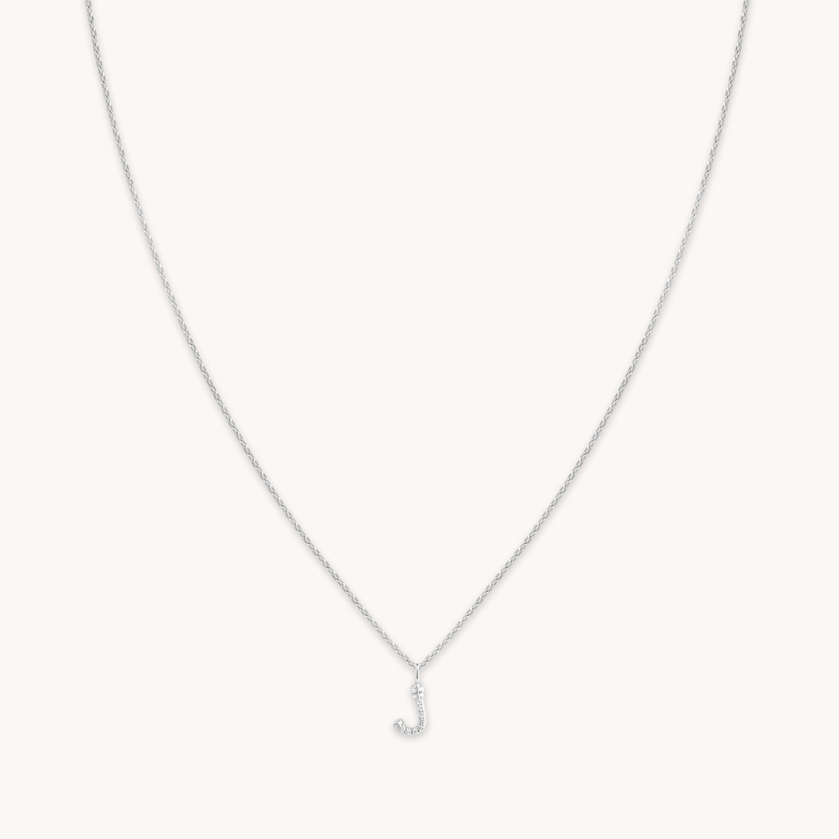 Gemstone Necklaces - J Initial Pavé Pendant Necklace in Silver - Pendant Necklace - Astrid & Miyu