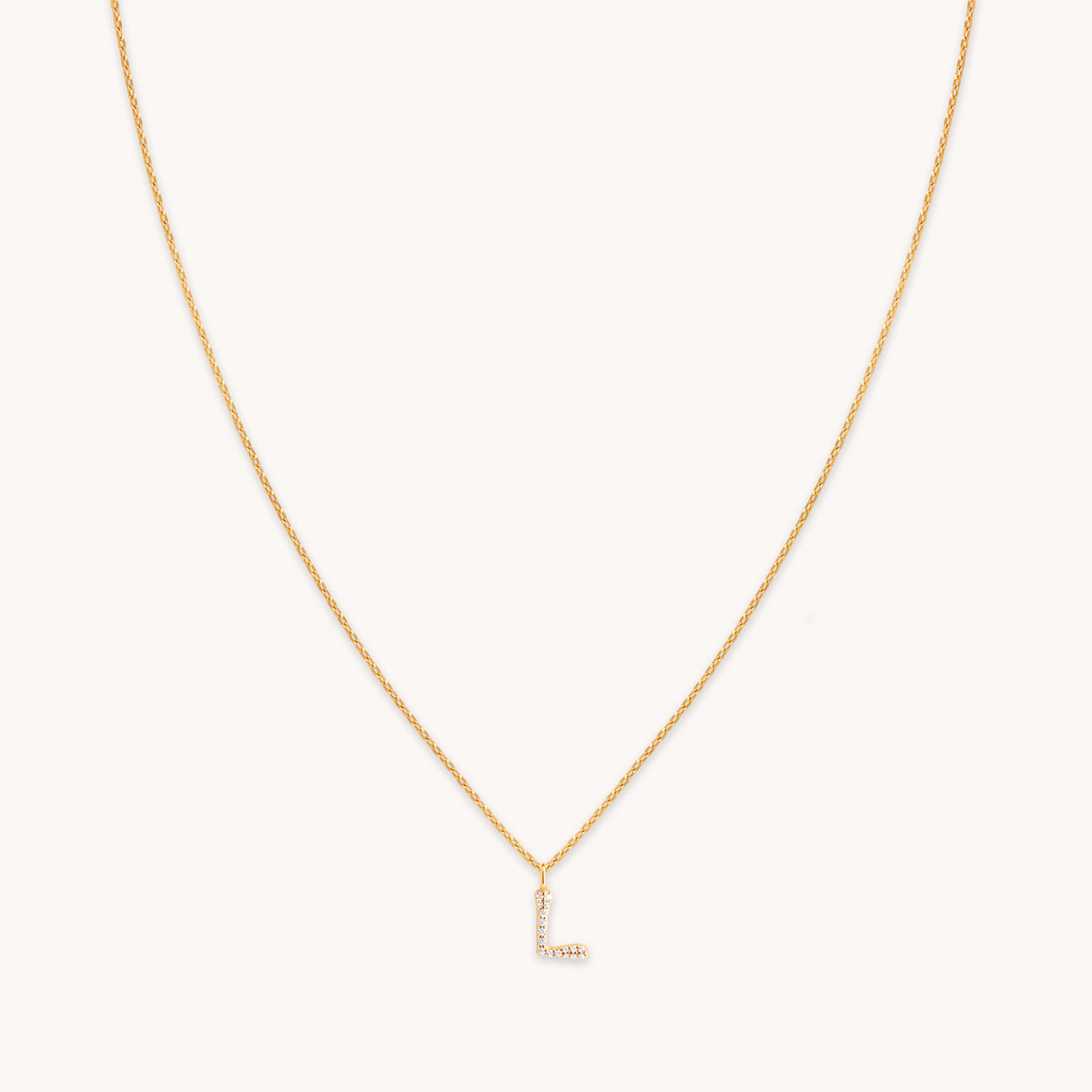 18k Gold Plated Jewellery - L Initial Pavé Pendant Necklace in Gold - Pendant Necklace - Astrid & Miyu