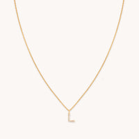 18k Gold Plated Jewellery - L Initial Pavé Pendant Necklace in Gold - Pendant Necklace - Astrid & Miyu