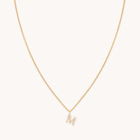 18k Gold Plated Jewellery - M Initial Pavé Pendant Necklace in Gold - Pendant Necklace - Astrid & Miyu
