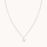 Gemstone Necklaces - M Initial Pavé Pendant Necklace in Silver - Pendant Necklace - Astrid & Miyu