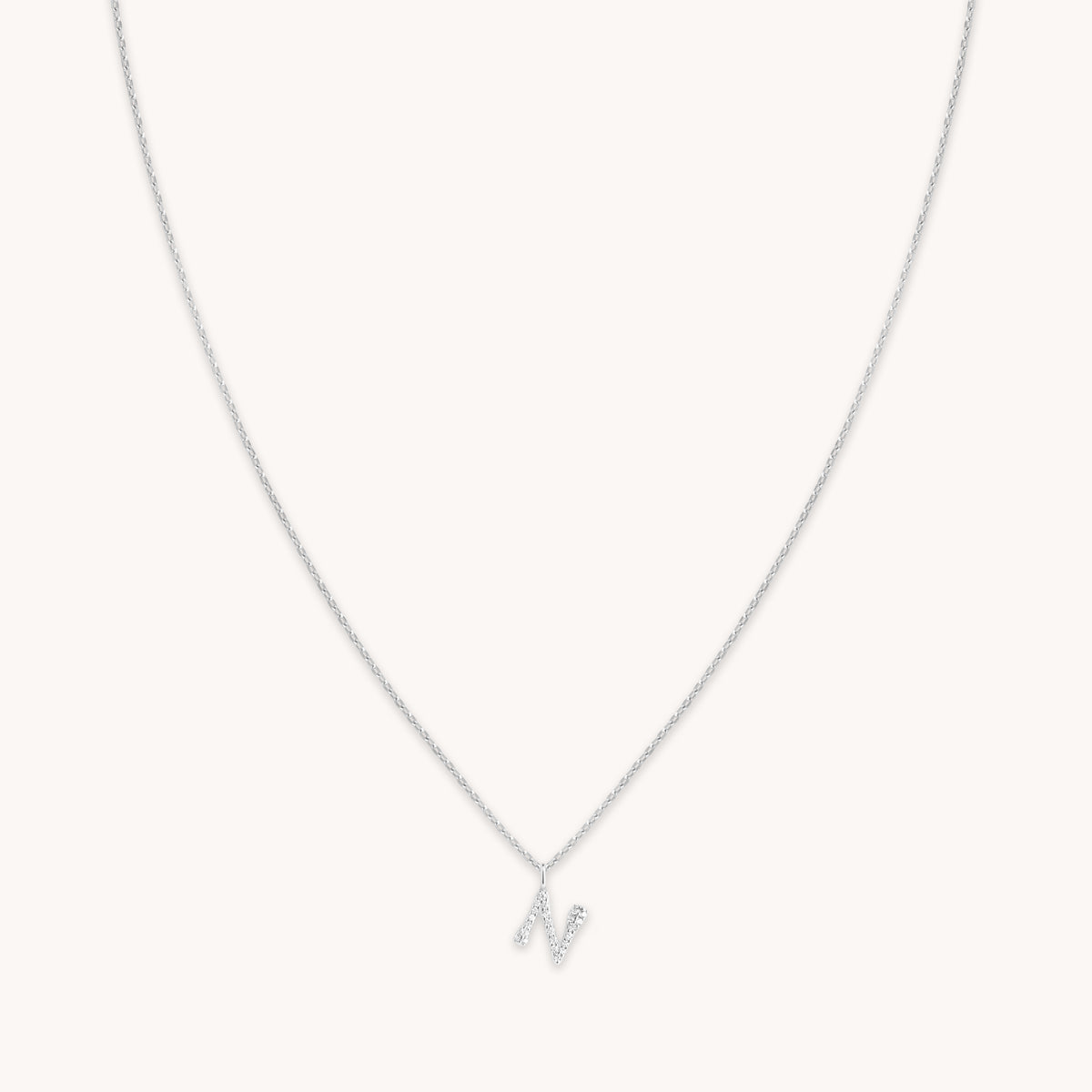 Gemstone Necklaces - N Initial Pavé Pendant Necklace in Silver - Pendant Necklace - Astrid & Miyu