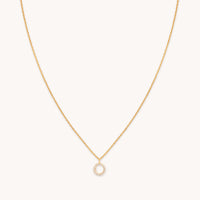 18k Gold Plated Jewellery - O Initial Pavé Pendant Necklace in Gold - Pendant Necklace - Astrid & Miyu